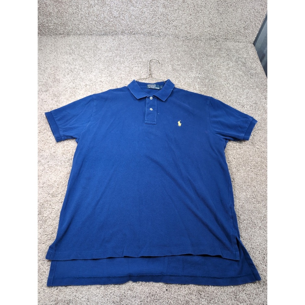 Polo Ralph Lauren Mens Large Royal Blue Cotton Pique Short Sleeve Polo Shirt